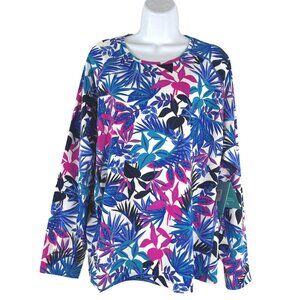 Coolibar Hightide Long Sleeve Swim Shirt 3X Leaf Print Colorful NWT TP-3461